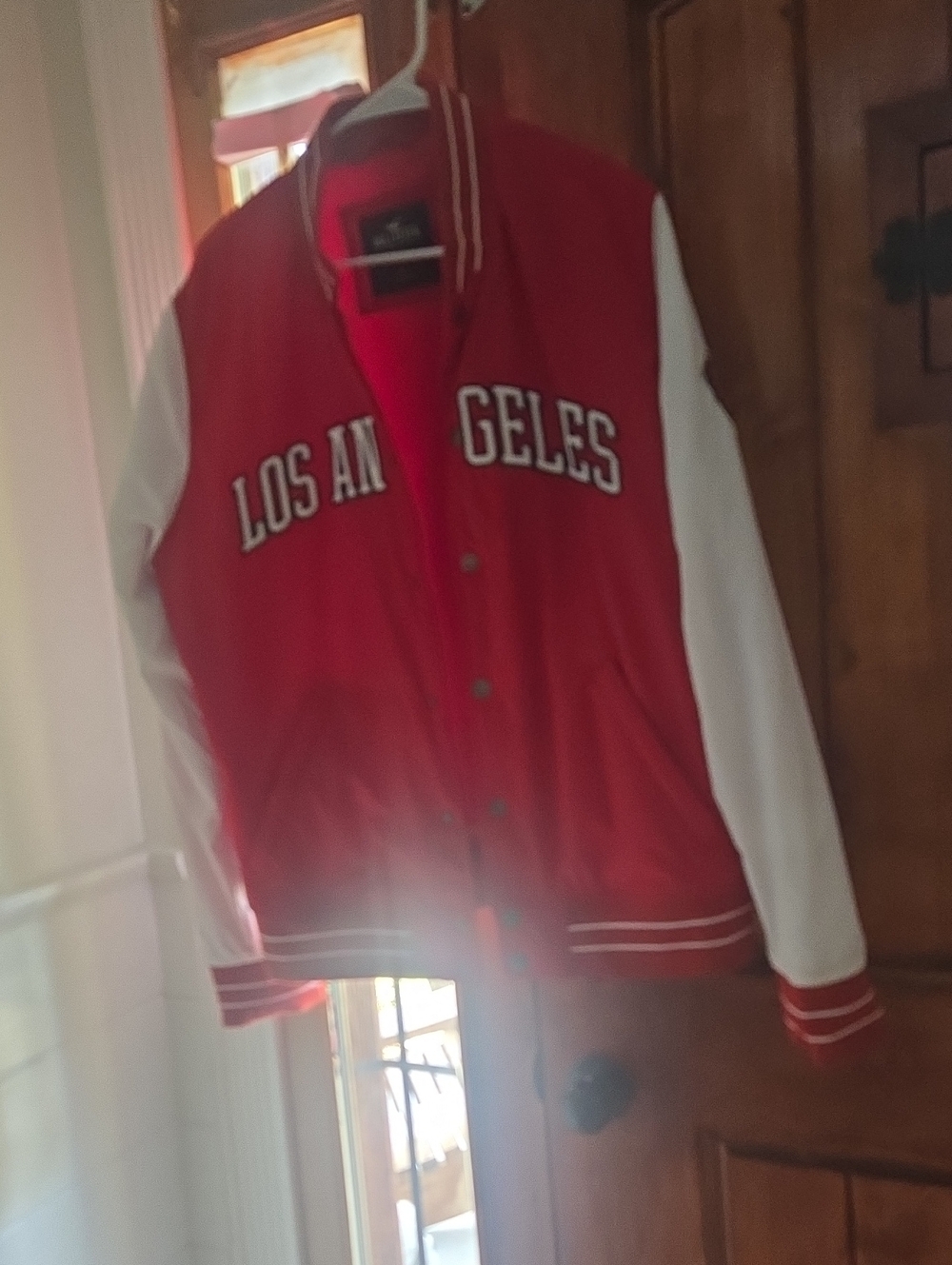 Hollister Bright Red Jacket with White Trim